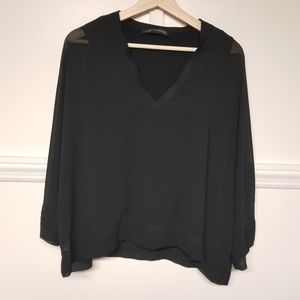 Med Zara Woman Black Sheer Sleeve Blouse